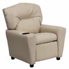 Flash Furniture Kids Recliner, 25" to 39" x 28", Upholstery Color: Beige BT-7950-KID-BGE-GG
